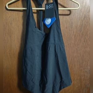 Black one piece recycled material bathing suit